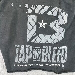 Monsta Fightwear Tap or Bleed men L tapout MMA Training Gym cut off Black shorts